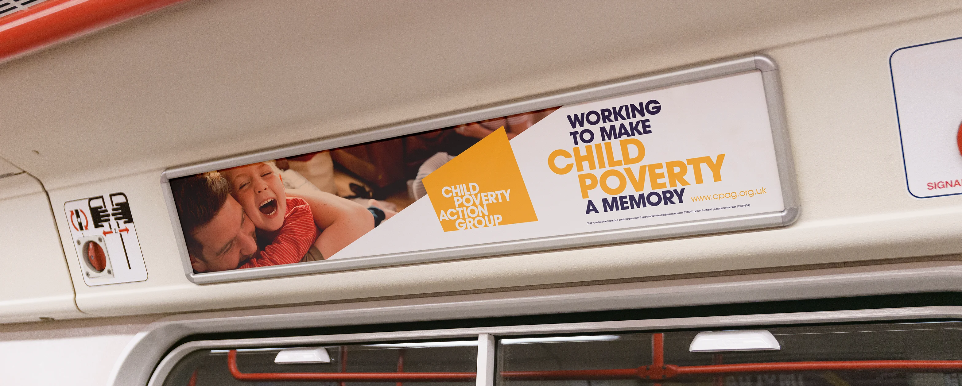 CPAG Brand Identity - Tube Advert in brand orange