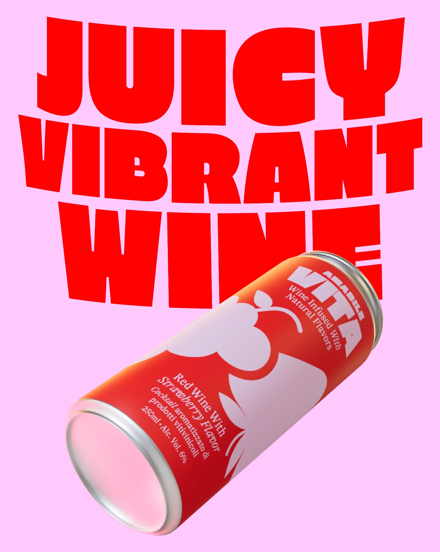 Amabile Vita canned wine packaging design typography and can poster layout