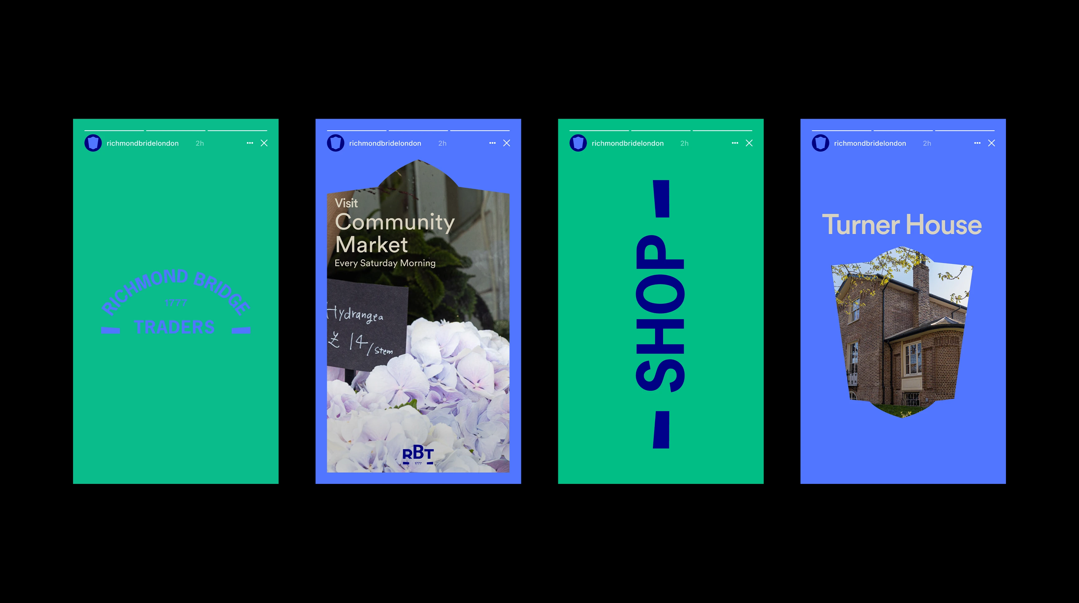 Richmond Bridge Traders Brand Identity - Social post designs